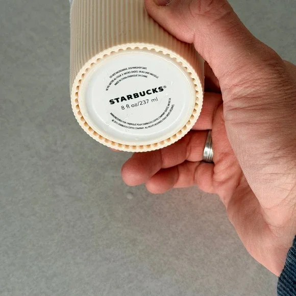 Starbucks 8oz Ceramic Travel Mug Tumbler White Cream Silicone Sleeve 2013 - Picture 3 of 6